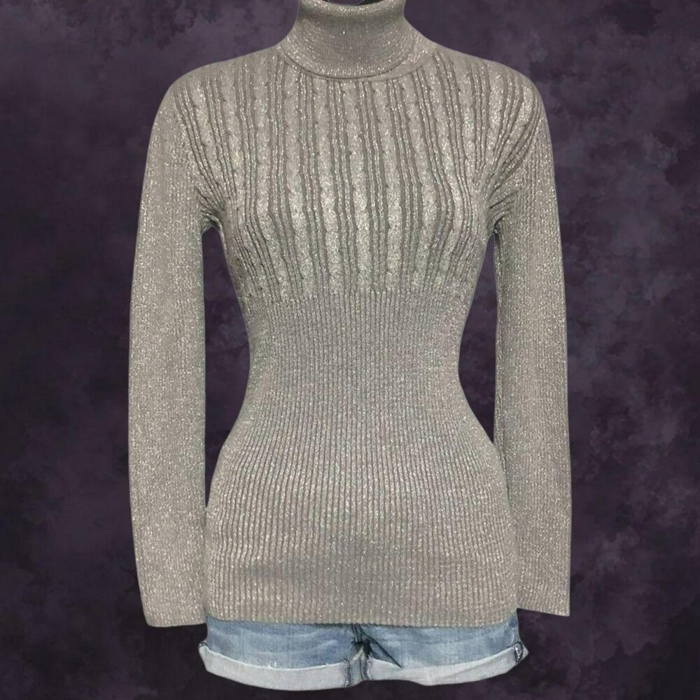 Metallic Knit Turtleneck